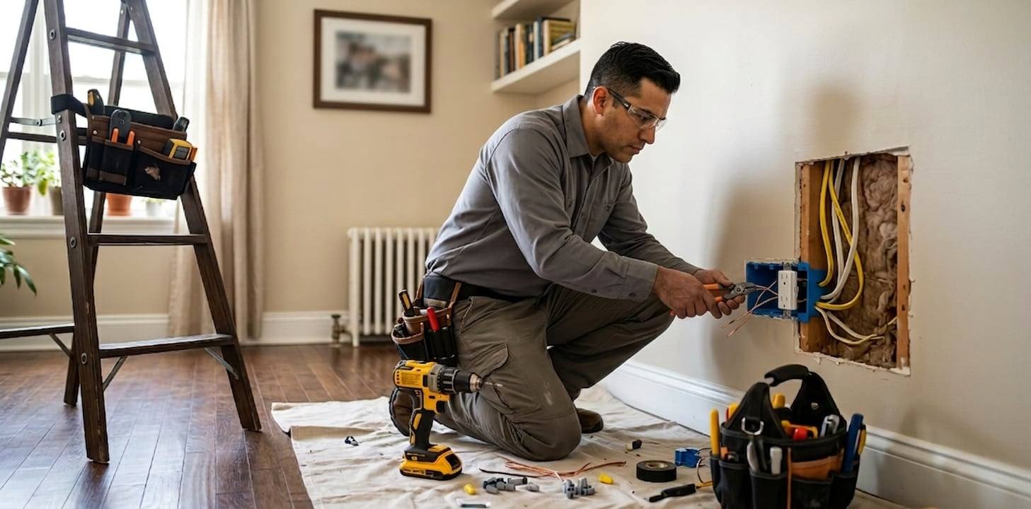 Updated kitchen lighting and electrical improvements in a Houston home