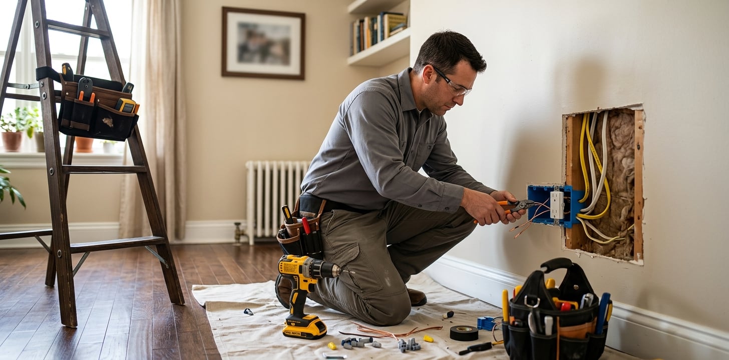 Updated kitchen lighting and electrical improvements in a Houston home