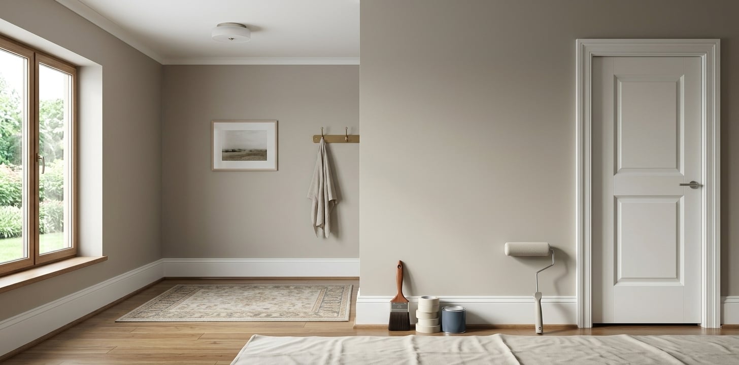 Freshly painted interior living room with warm neutral walls